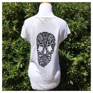 SKULL CASHMERE SHORT SLEEVE TOP